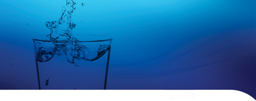 blue background with glass of water